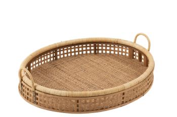 Přírodní oválný ratanovo-bambusový podnos s uchy Rattan Boom  L - 65*52*16 cm 40962