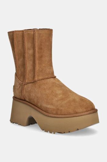 Semišové boty UGG Classic Twin Seam New Heights dámské, hnědá barva, na platformě, lehce zateplené, 1158313-CHE