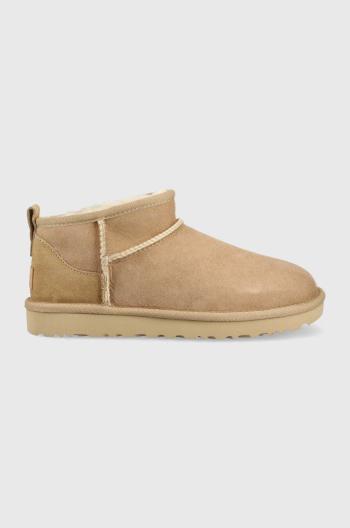 Semišové sněhule UGG W Classic Ultra Mini hnědá barva, 1116109.SAN