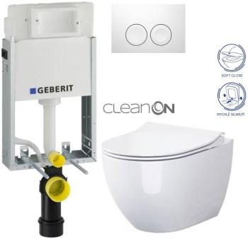 GEBERIT KOMBIFIXBasic vč. bílého tlačítka DELTA 21 + WC CERSANIT ZEN CLEANON + SEDÁTKO 110.100.00.1 21BI HA1