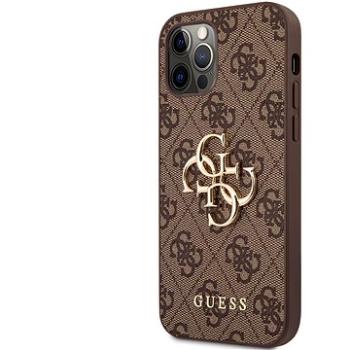 Guess PU 4G Metal Logo  Zadní Kryt pro Apple iPhone 12/12 Pro Brown (3700740504543)