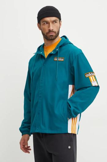 Bunda adidas Originals Adibreak Windbreaker pánská, tyrkysová barva, přechodná, oversize, IW5811