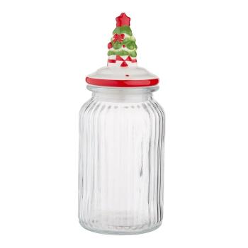 Altom Skleněná dóza s keramickým víčkem Christmas Tree 900 ml