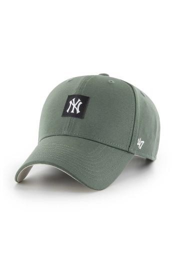 Bavlněná baseballová čepice 47brand MLB New York Yankees zelená barva, s aplikací, B-CMPSP17GWP-MS