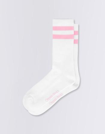 Organic Basics Core Stripe Crew Socks 2-pack White / Soft Pink 39-42