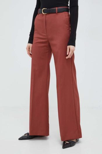 Vlněné kalhoty Weekend Max Mara červená barva, zvony, high waist, 2415131081600