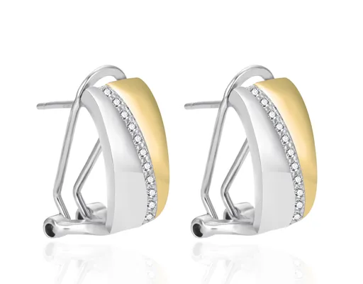 Agato Elegantní bicolor náušnice se zirkony AGT-E029KKW-2T