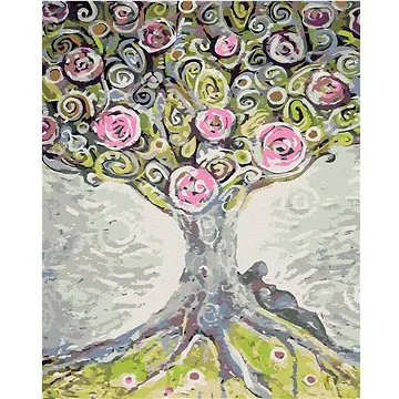 Diamondi - Diamantové malování - ROZKVETLÝ STROM ŽIVOTA, 40x50 cm, Vypnuté plátno na rám (604724B)
