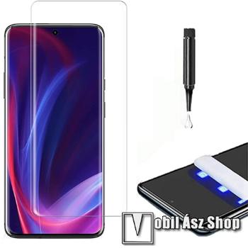 Full Glue UV Liquid előlap védő karcálló edzett üveg - 0.3mm, 9H, UV lámpával, ujjlenyomatolvasó támogatás - ÁTLÁTSZÓ - A TELJES KIJELZŐT VÉDI! - HUAWEI Honor 200 Pro