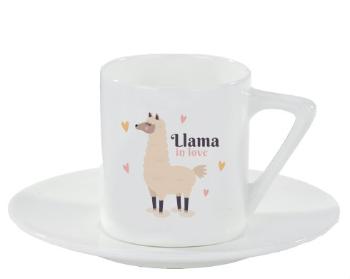 Espresso hrnek s podšálkem 100ml Llama in love