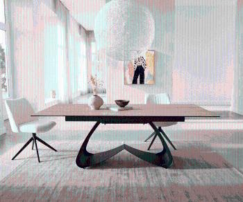 Jídelní stůl Edge 180-220x100 keramika Laminam® Sabbia podnož
