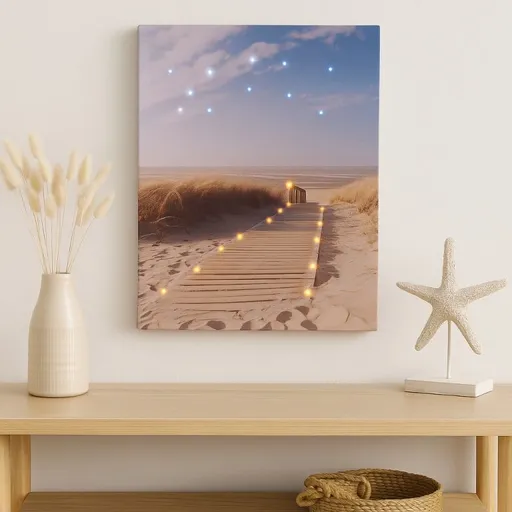 Nexos  Nástěnná malba písečná cesta na pláž, 30 LED, 30 x 40 cm