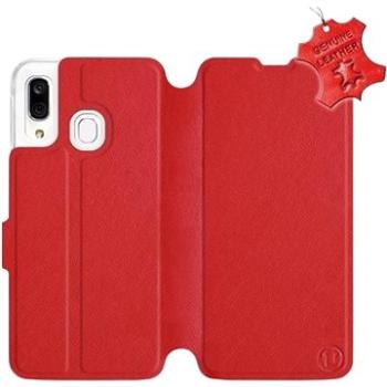 Flip pouzdro na mobil Samsung Galaxy A40 - Červené - kožené -   Red Leather (5903226864317)