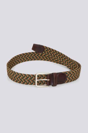 OPASEK GANT D1. PATTERNED ELASTIC BRAID BELT ROASTED WALNUT