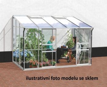 Skleník ke stěně VITAVIA IDA 6500 polykarbonát stříbrný Dekorhome Polykarbonát 6 mm