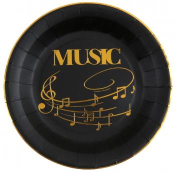 Papír tányérok - Music, fekete