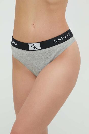 Tanga Calvin Klein Underwear šedá barva, 000QF7221E