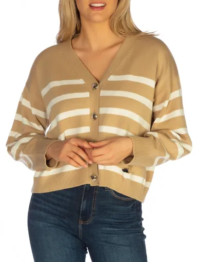 Guess dámský hnědý pruhovaný svetr W4RR56Z37L1 M