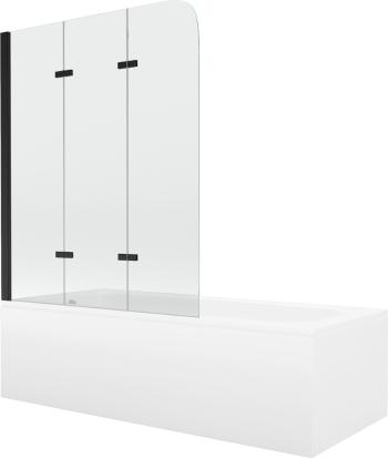 MEXEN/S Vega obdélníková vana 180 x 80 cm s panelem  + vanová zástěna 120 cm, transparent,  černá 550118080X9012037000