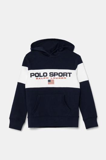 Dětská mikina Polo Ralph Lauren tmavomodrá barva, s kapucí, s potiskem, 323962119001