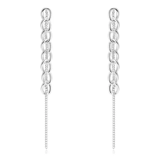 Stříbrné 925 náušnice - řetízek propletený kroucenými oválnými očky