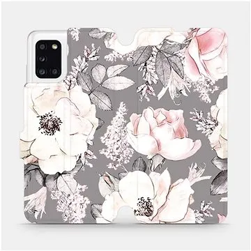 Flipové pouzdro na mobil Samsung Galaxy A31 - MX06S Květy na šedém pozadí (5903516227907)