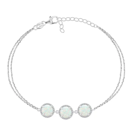 Brilio Silver Okouzlující stříbrný náramek se syntetickými opály BRC71W