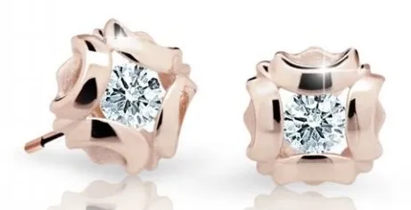 Cutie Jewellery Slušivé dětské náušnice z růžového zlata C2216-30-X-4 bílá