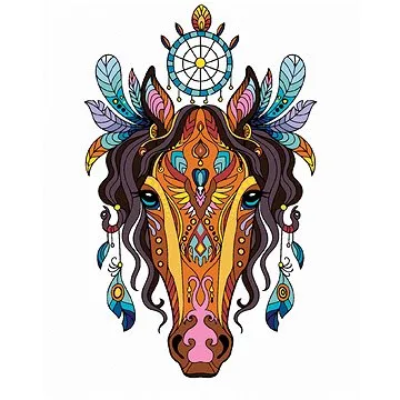 Diamondi - Diamantové malování - MANDALA KŮŇ, 40x50 cm, bez rámu a bez vypnutí plátna (604697A)