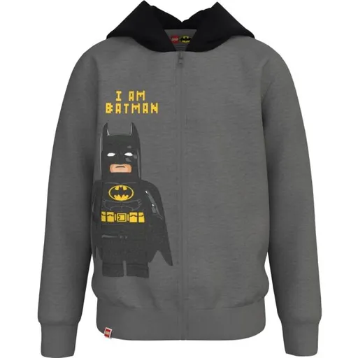 LEGO® kidswear CARDIGAN W. HOOD Chlapecká mikina, tmavě šedá, velikost