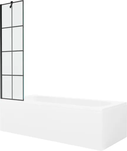 MEXEN/S Vega obdélníková vana 160 x 70 cm s panelem + vanová zástěna 50, černá vzor 550116070X9505007077