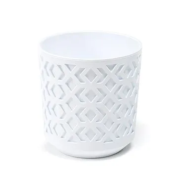 LAMELA, květináč AZTEK O 25,5 cm, výška 27 cm, bílý / bílý (1311117457)