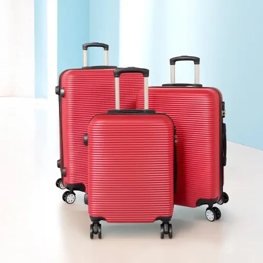 PM Euro-Trading Cestovní kufry Malaga, sada 3 ks, červené