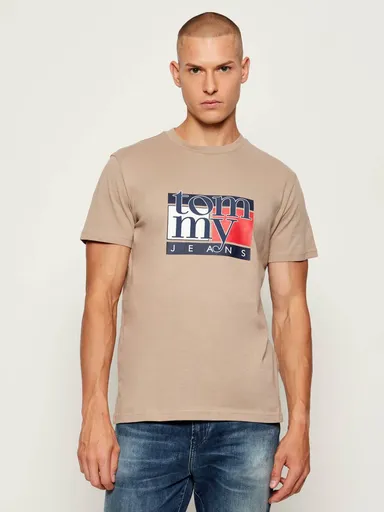 Tommy Jeans  pánské světle hnědé triko DM0DM21977AFE S