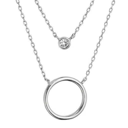 Evolution Group - Pavona Dvojitý stříbrný náhrdelník Kruh a zirkon 12111.1