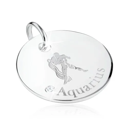 Stříbrný 925 přívěsek - znamení zvěrokruhu VODNÁŘ, čirý zirkon