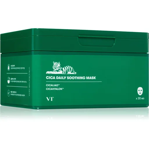 VT Cosmetics Cica Daily Soothing Mask intenzivně hydratační pleťová maska se zklidňujícím účinkem velké balení 30 ks