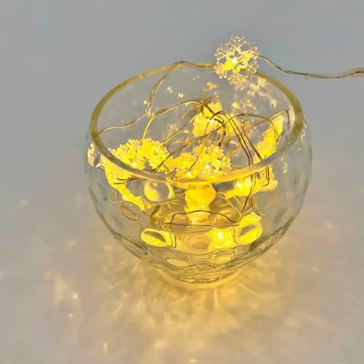 DecoLED LED světelný řetěz na baterie - s vločkami, 20 diod, 2,3 m