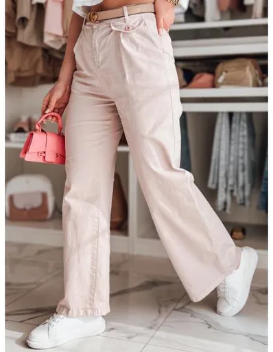 Dámské kalhoty se širokými nohavicemi MOBISKA růžová