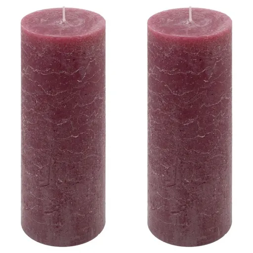Bordó parafínová svíčka rustikální 20 cm, 90 h, sada 2 ks