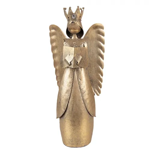Zlatá antik kovová dekorace anděl Christmas Angel - 17*10*39 cm 6Y5943