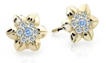 Cutie Jewellery Krásné dětské náušnice ze žlutého zlata C2202-30-X-1 světle modrá