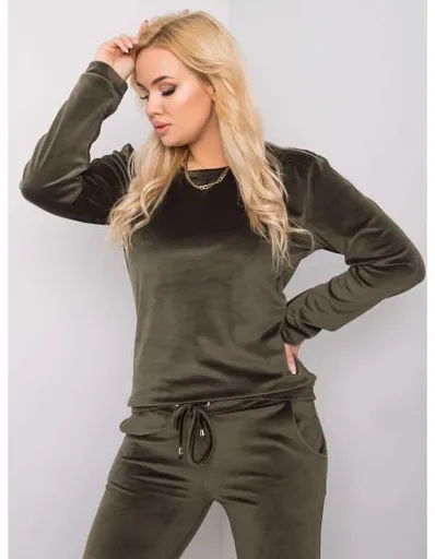 Dámská souprava plus size velurová  Jeanne khaki