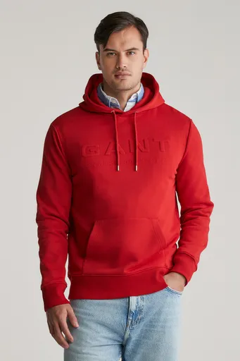 MIKINA GANT EMBOSSED HOODIE RUBY RED