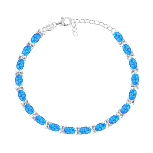 Brilio Silver Třpytivý stříbrný náramek se syntetickými opály BRC140WB