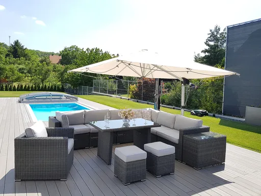 DEOKORK Ratanová variabilní sestava jídelní SEVILLA  pro 9 osob (antracit)