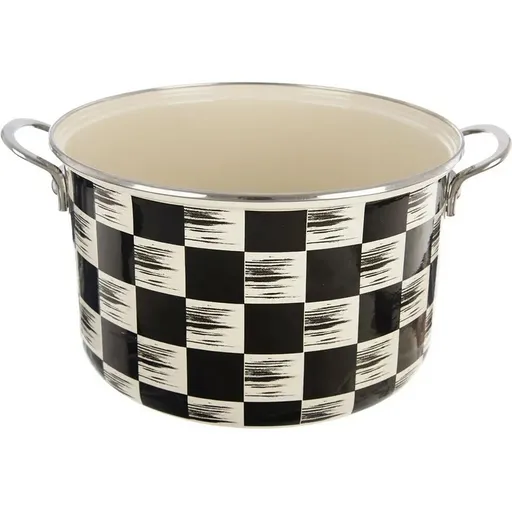 Hrnec smalt ŠACHOVNICE Lem 6,5 l , pr. 26 cm