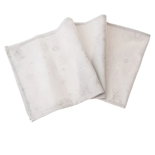 Vánoční Běhoun voděodolný Vločky stříbrná, 33 x 140 cm