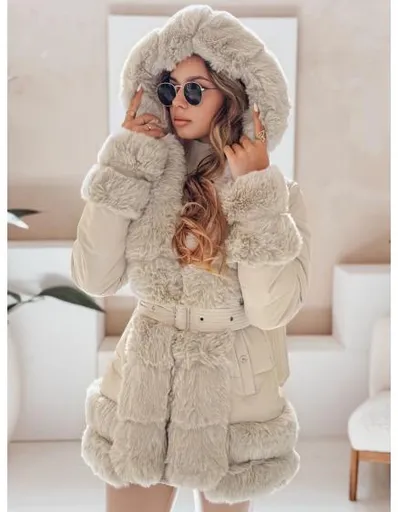 Dámská zimní bunda CITYGLANCE s kožešinou světle béžová