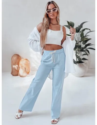 Dámské volnočasové kalhoty s širokými nohavicemi BOHO DAY světle modré